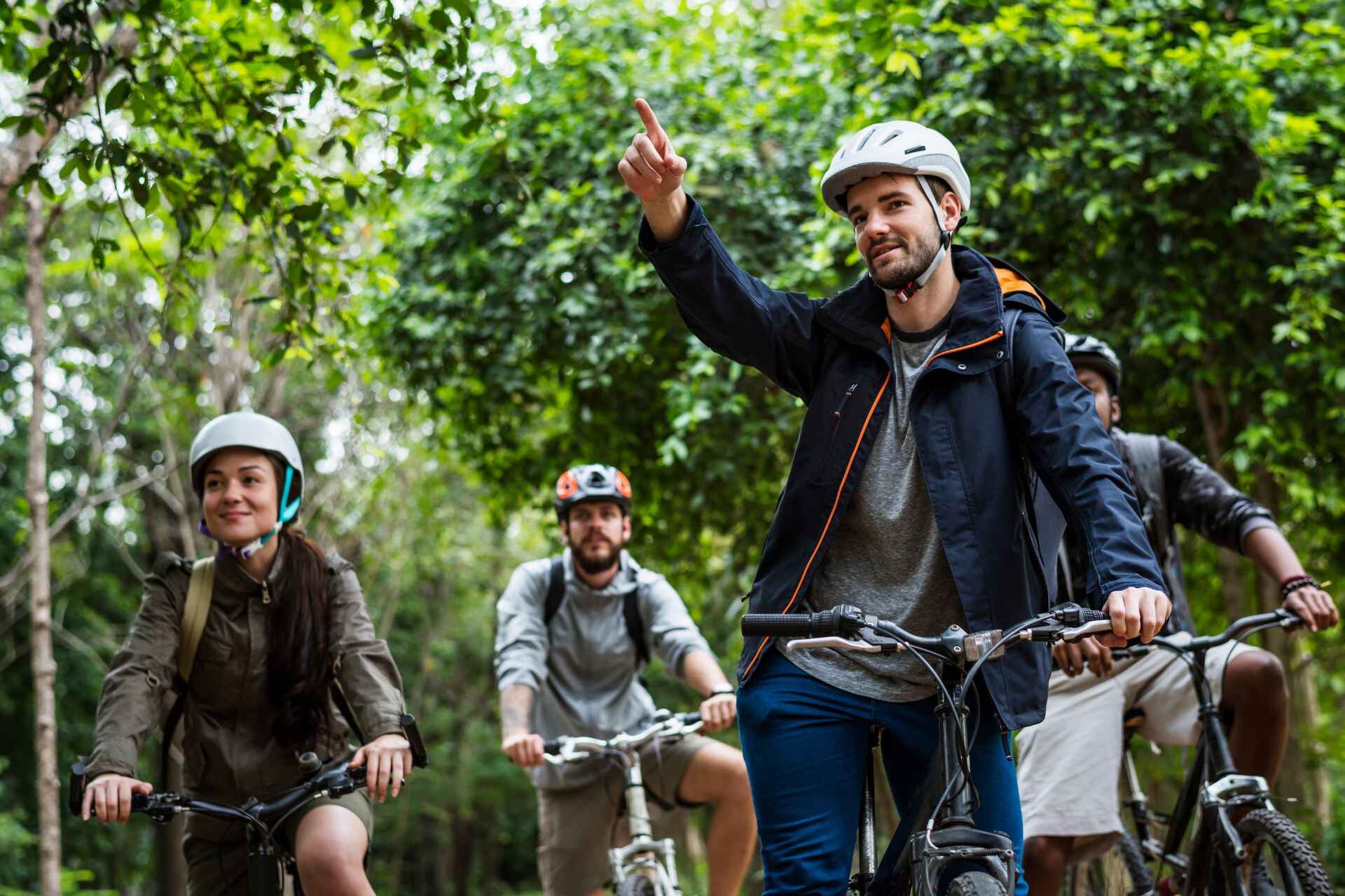 cyclist group in nature